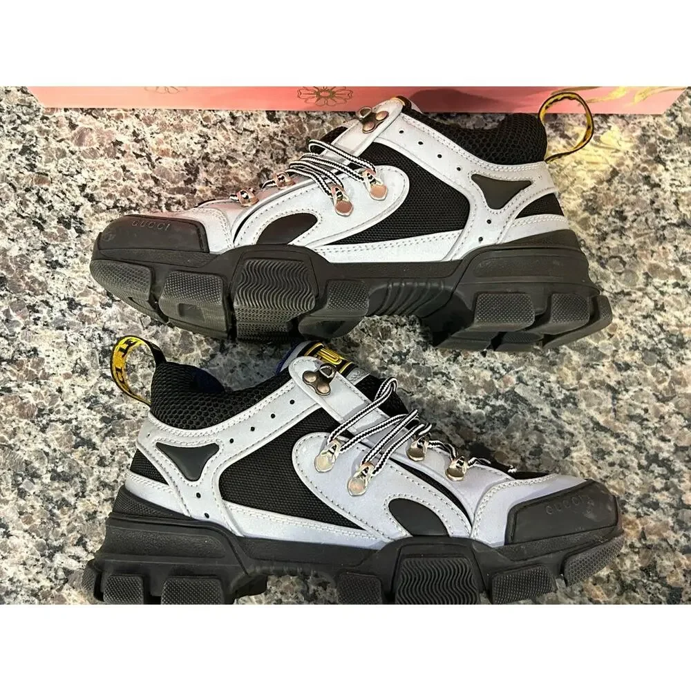 Gucci Flashtrek Silver and Black Men's Size 6 SPB-SAL (344553)